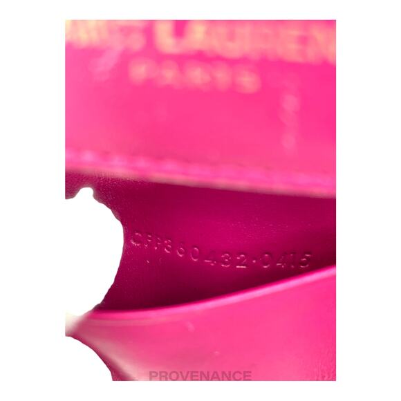 🔴 Saint Laurent Paris SLP Key Card Wallet - Pink Leather - Picture 7 of 7